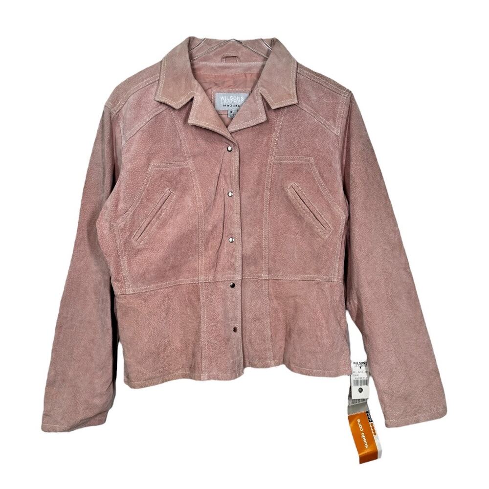 Wilsons Leather Maxima Pink Suede Jacket XL NWT Western Snap Button New Flaw